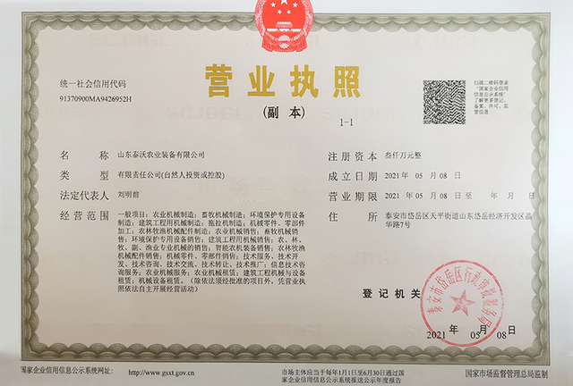 Certificado de marca famosa Taian